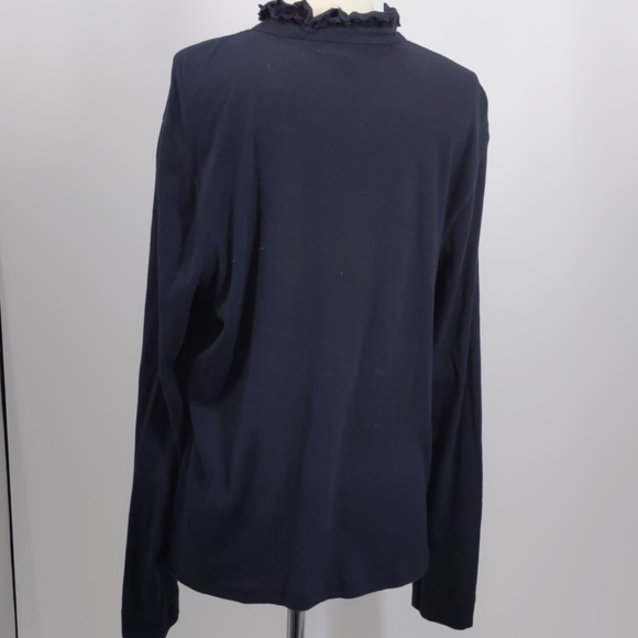 LRL Ralph Lauren black knit top with frills-sz XL - Picture 4 of 6